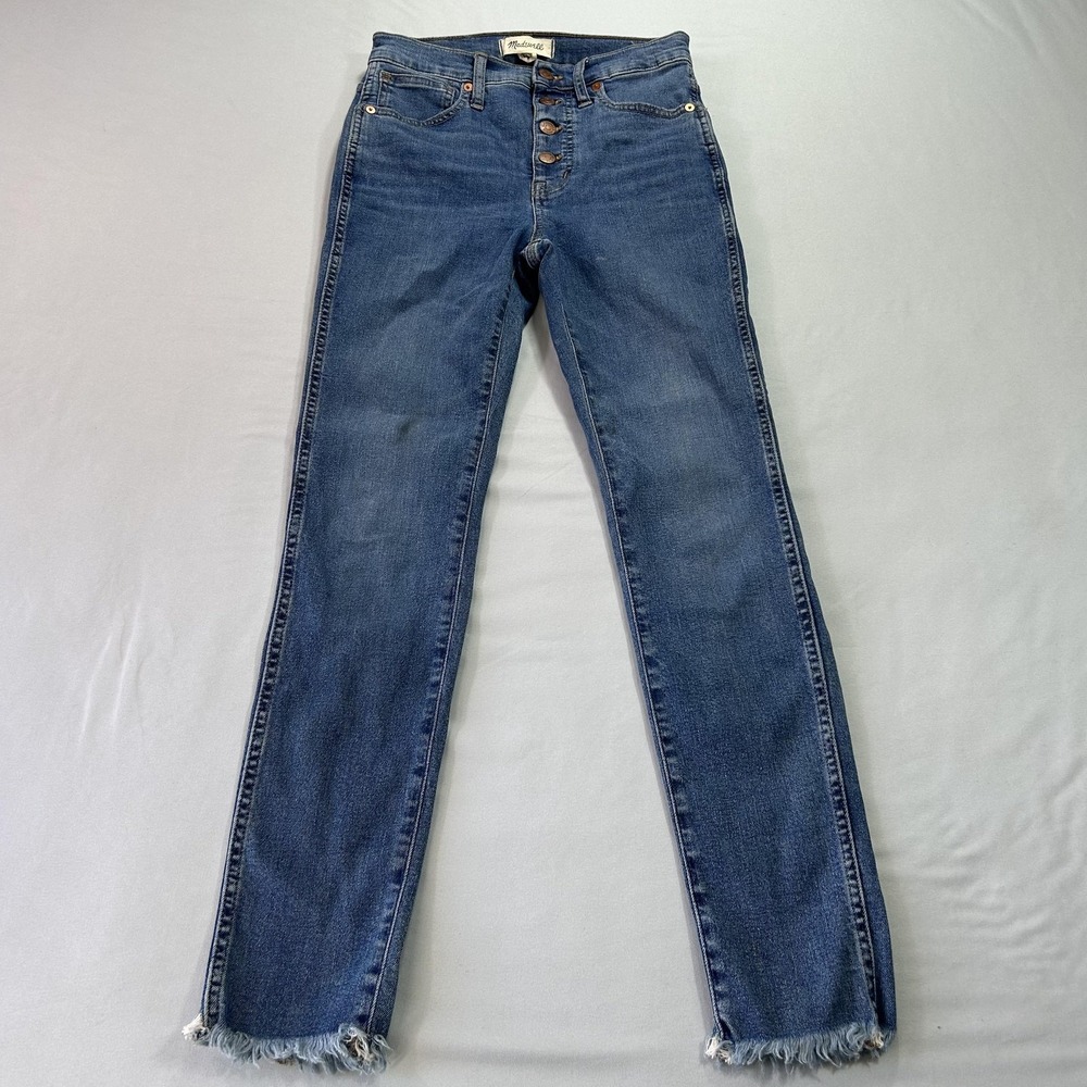 Madewell Jeans Womens 25 Blue 10 Inch High Rise Skinny Frayed Hem Button‎ Fly